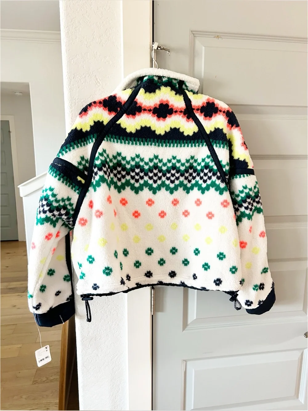 NWT Free People Mountain High Fleece Jacket Isle Knit Ivory Combo